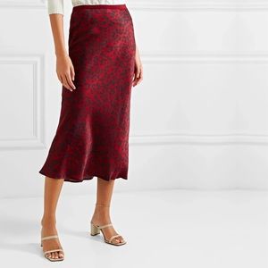 Anine Bing Bar Satin Silk Midi Skirt